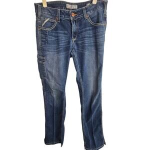 Ariat Rebar Jeans Women 30L Blue Mid Rise Straight Leg Denim Pants Medium Wash